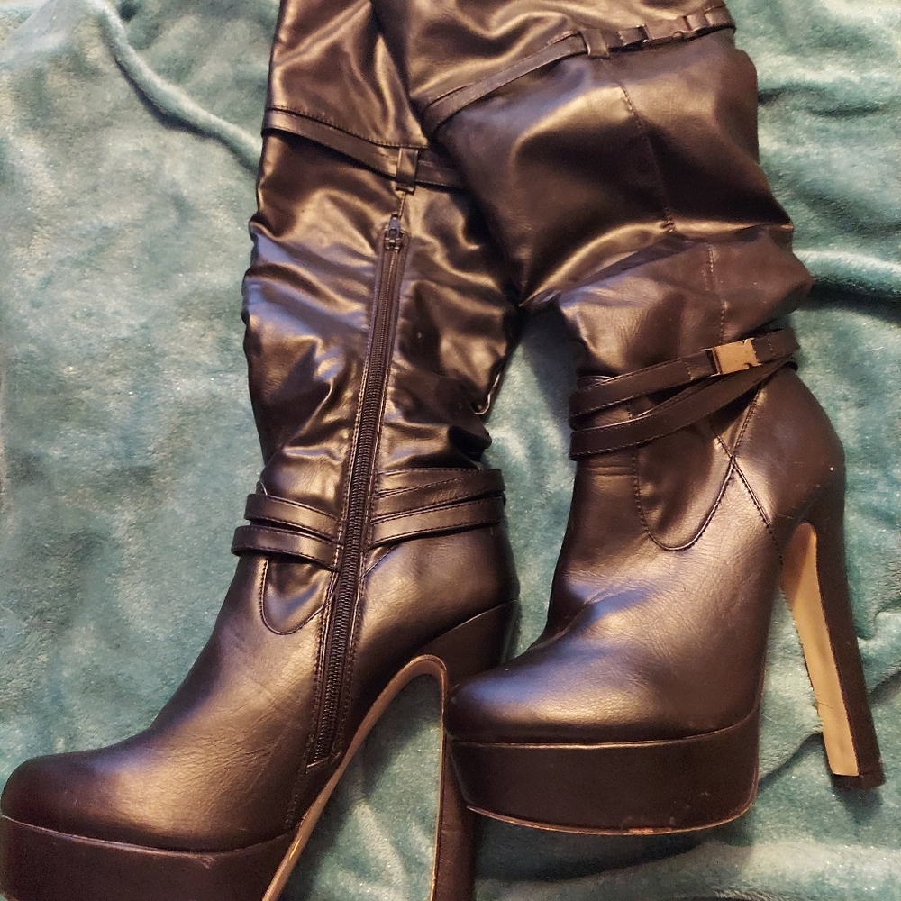 Black knee high boots